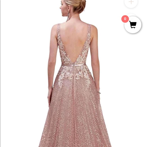 Stunning Andrea & Leo Couture Rose Gold  Sparkle, Embellished Prom Dress Sz 8 - Picture 4 of 15